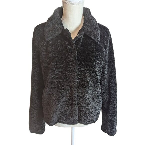 H&M Black Faux Fur Snap Front Coat - Picture 2 of 6